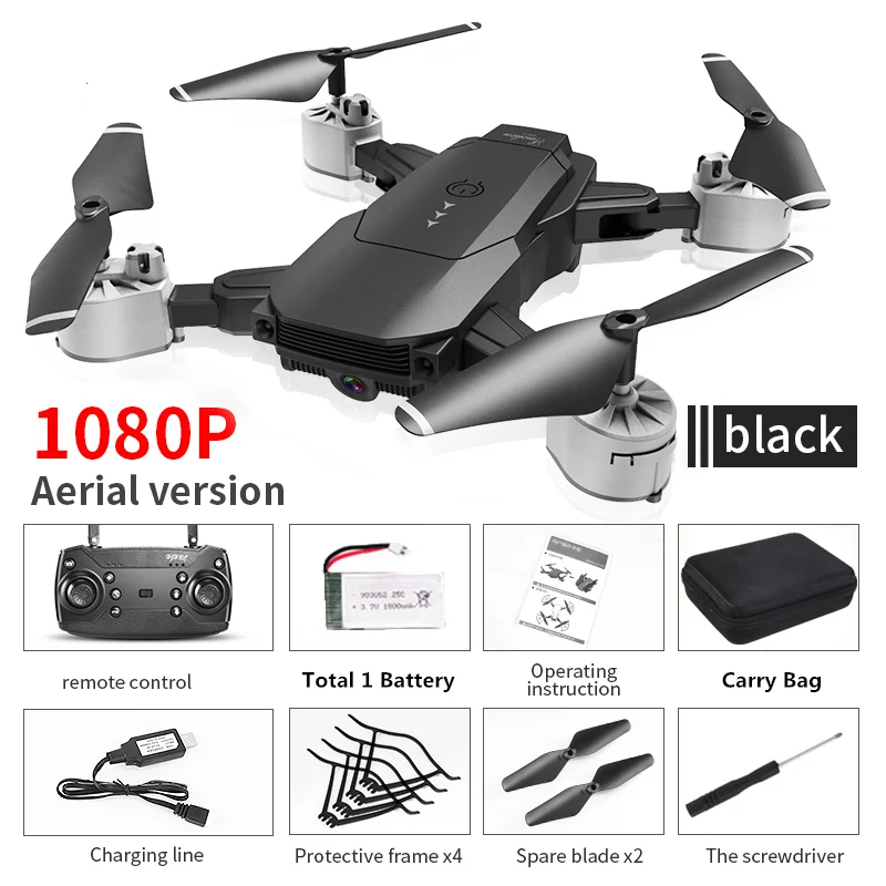 HJ29 Радиоуправляемый Дрон 4K wifi FPV камера 24 минуты время полета Радиоуправляемый квадрокоптер батарея складной мини-Дрон Вертолет игрушка в подарок - Цвет: Black 1080P camera 2