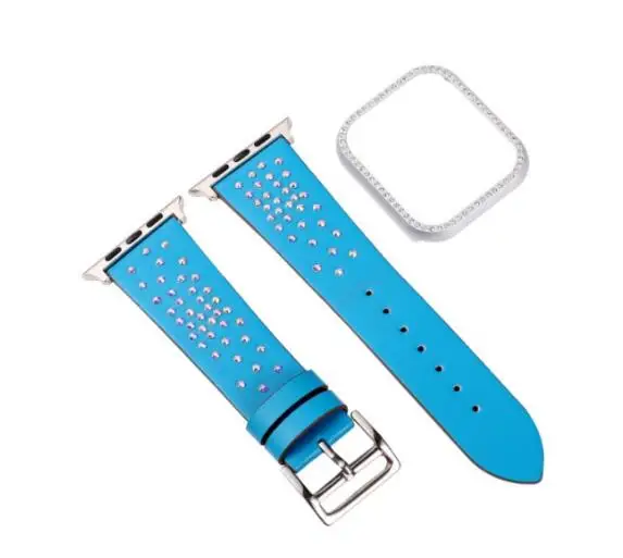 Кожаный браслет для Apple Watch Band 42 мм 38 мм/44 мм 40 мм серия 5 4 3 2 для ремешок для часов аpple iWatch - Цвет ремешка: blue