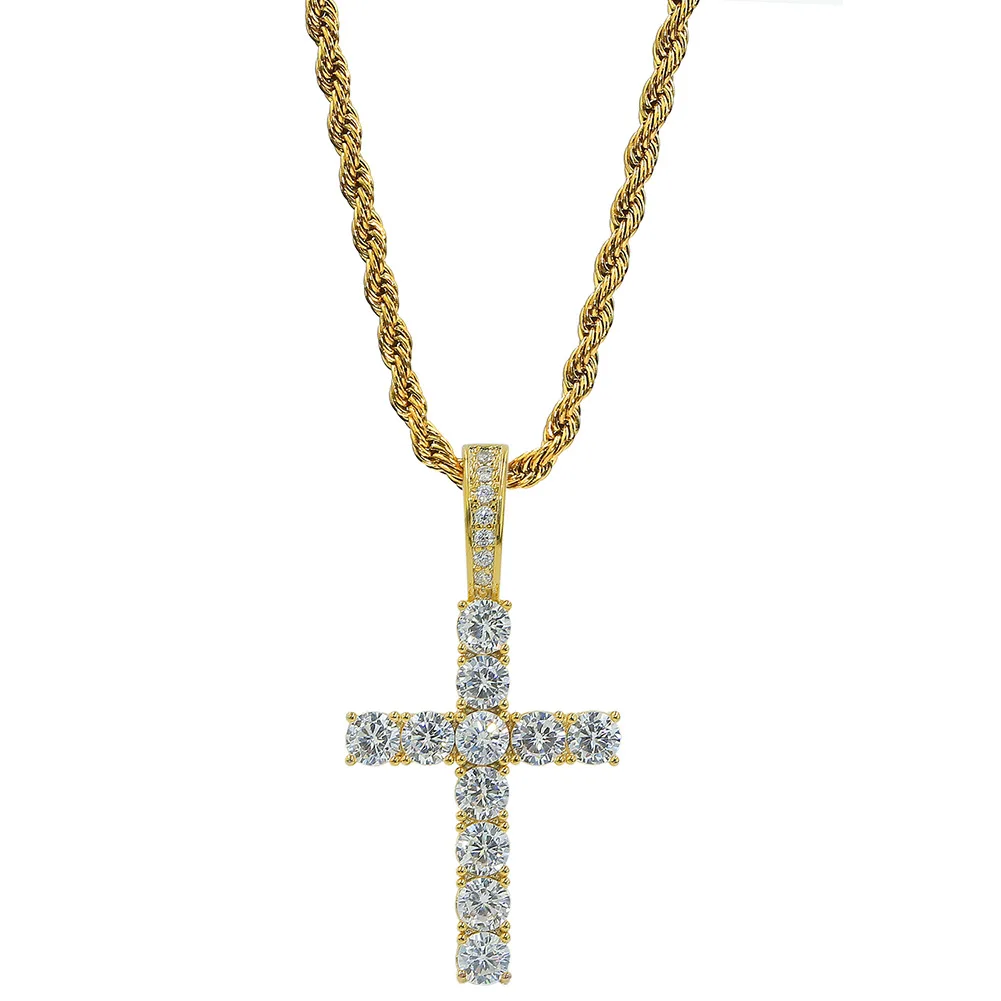 Крест-граница Европа и Америка циркониевый кулон хип-хоп ожерелье Ankh Key Cross хип-хоп подвеска цепь