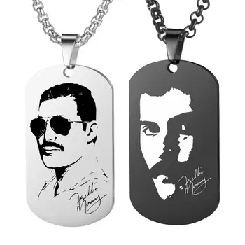 

Souvenir Rock Musicer Freddie Mercury Necklaces Engraved Photo Stainless Steel Pendant Necklace Jewelry Lover Gift SL-103