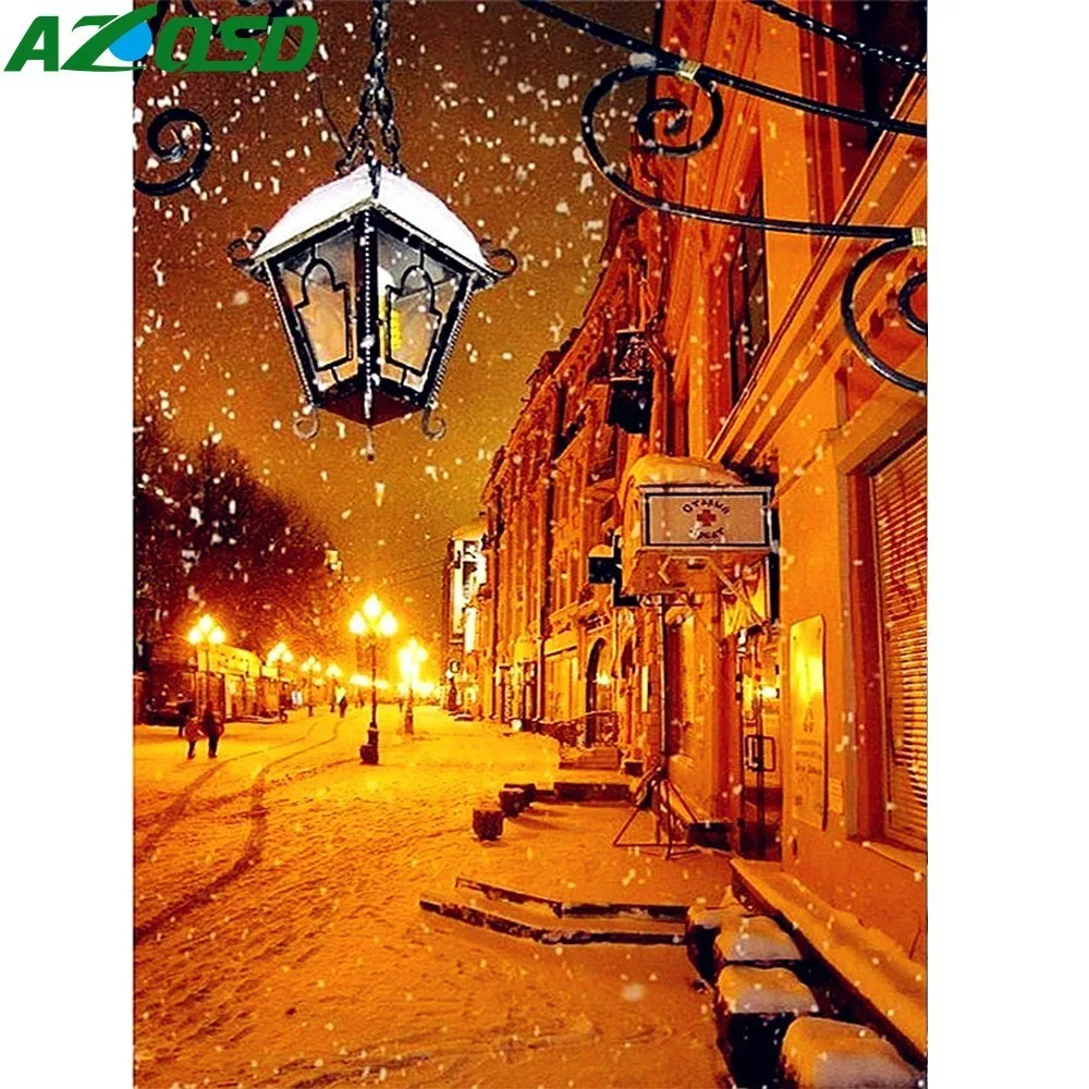 Алмазная мозаика AZQSD вышивка снегом уличная лампа полноразмерная картина сделай