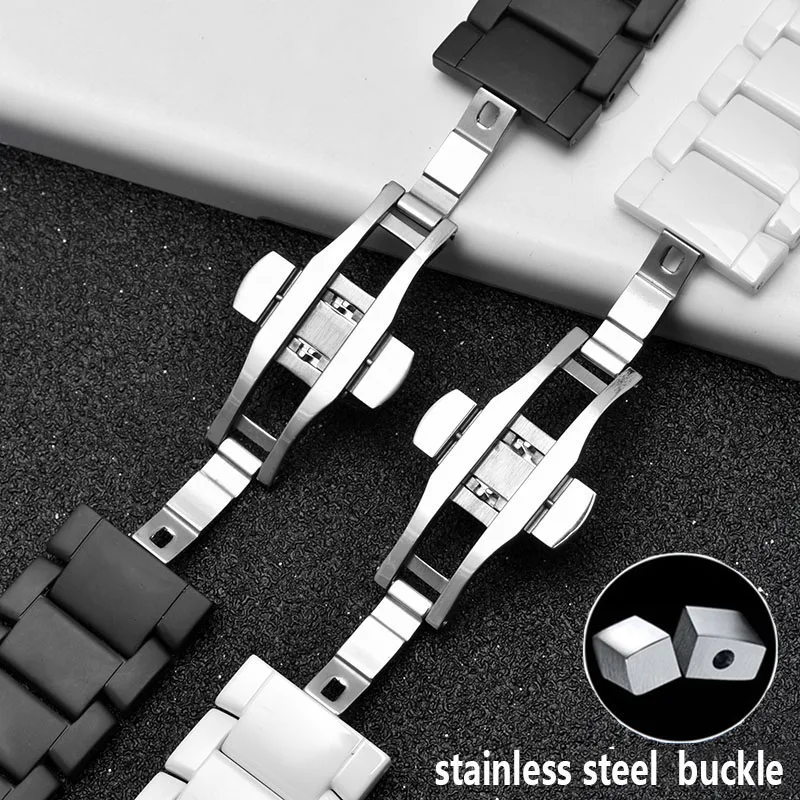 For Armani AR1507 AR1508 AR1508 Ceramic watchband Samsung Galaxy watch S3 S2 gear 46mm strap Quick release bracelet black 22mm