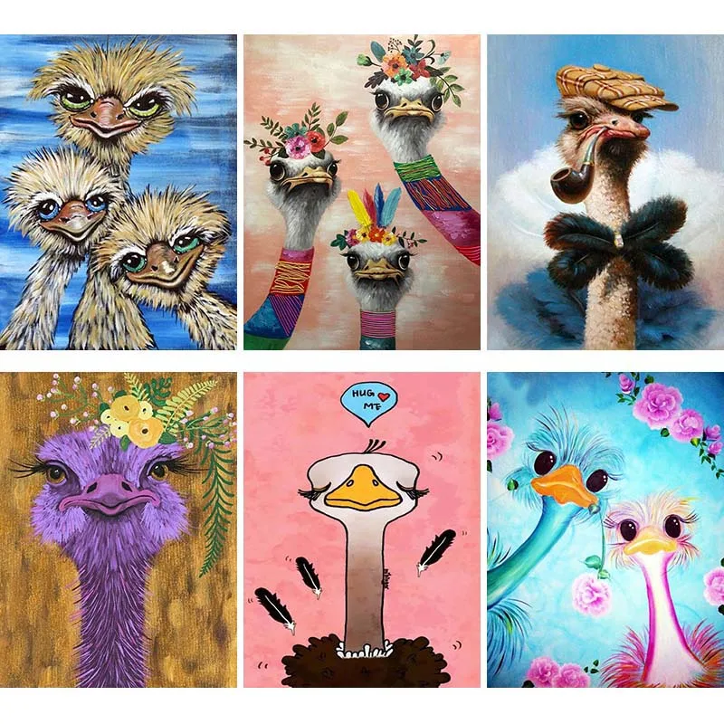 

Full Drill New Arrival Cartoon Diamond Painting Ostrich Diamond Embroidery Animal Handmade Gift Mosaic Rhinestone Home Decor