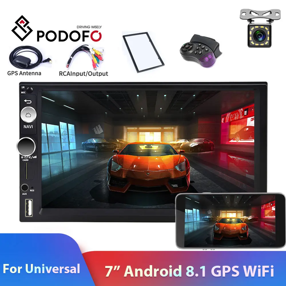 Podofo 2din Auto Radio Android 8.1 GPS WiFi USB Auto Multimedia Player Für Universal Für Volkswagen