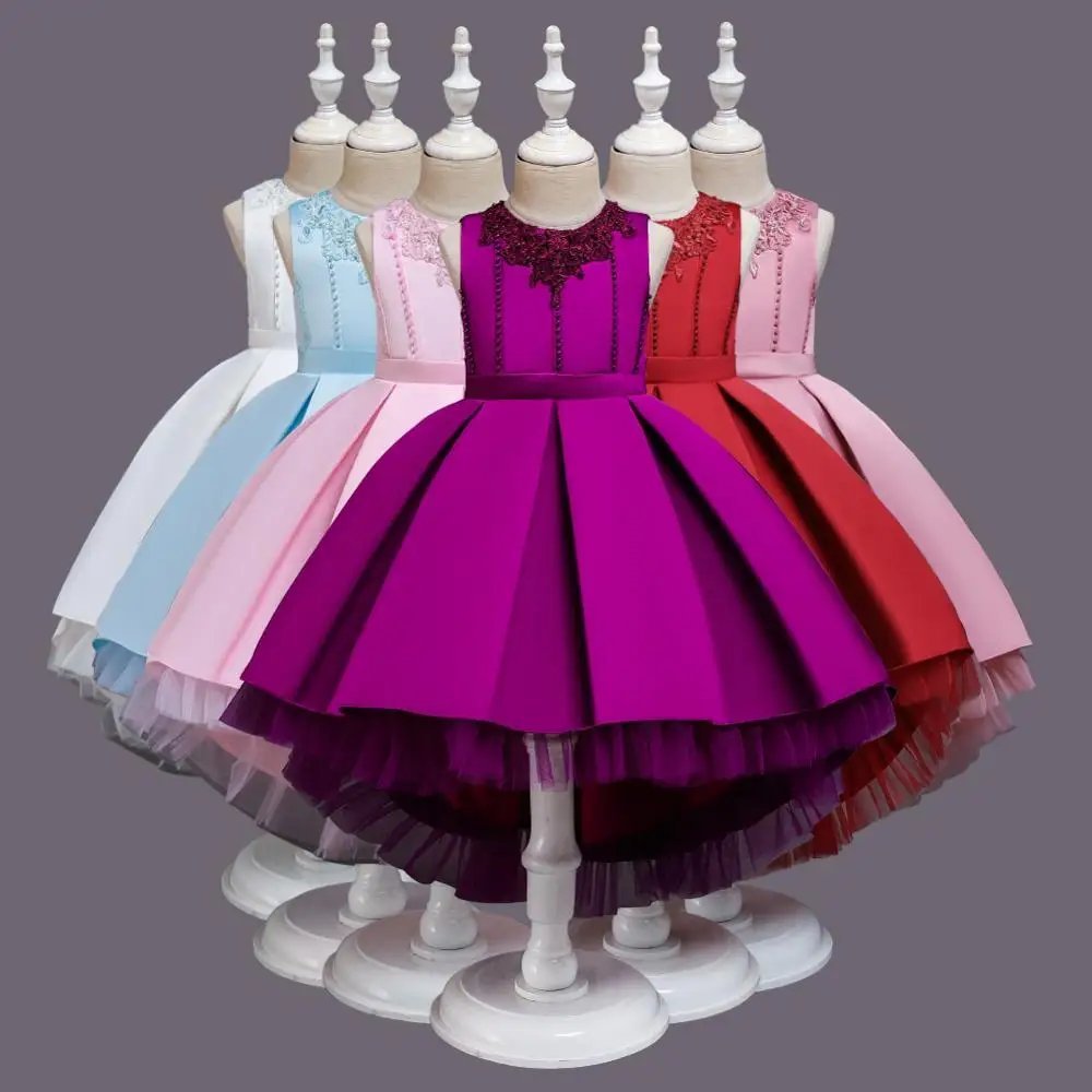 Детские платья для девочек; свадебное платье из сатина с бисером; вечерние платья для девочек-подростков; одежда для детей; коллекция года; летнее платье с цветочным узором для девочек