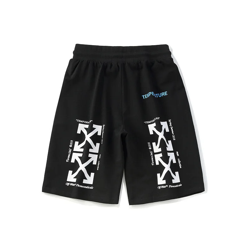 

2019 New Style Europe And America Popular Brand off Ow Series Multiple Arrowhead Printed Students Couples Shorts Sweatpants