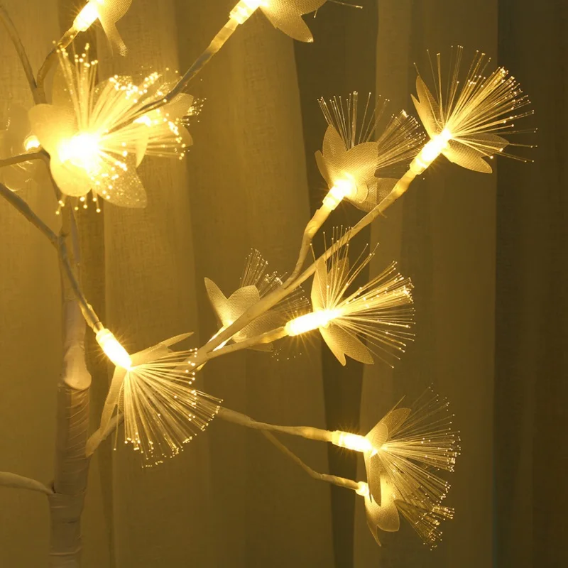 

European Plug-In 24 Led Light White Fiber Optic Tree Light Branch Night Light Home Interior Bedroom Wedding Banquet Decoration