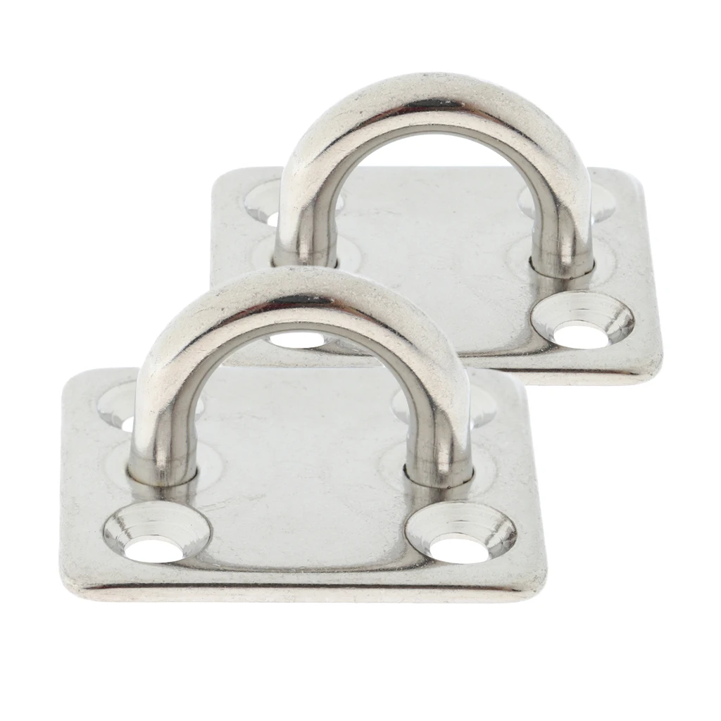 2Pcs 5mm Square Pad Eye Plate Stainless Steel Boat Sailing Rigging Hardware