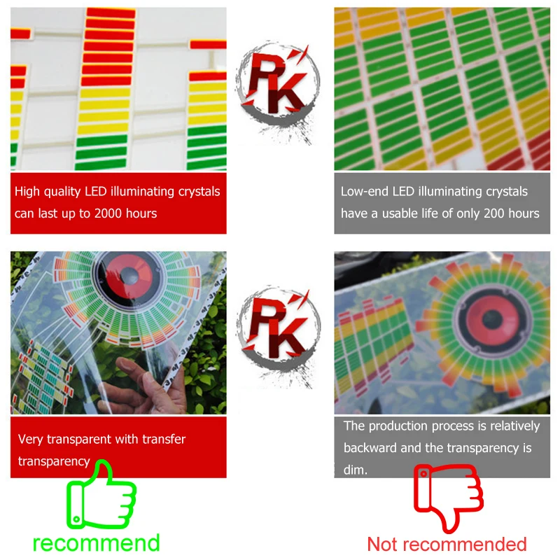 70X16 см цветная Автомобильная наклейка музыкальный ритм светодиодный светильник-вспышка лампа Голосовая наклейка для эквалайзера задний светильник на лобовое стекло