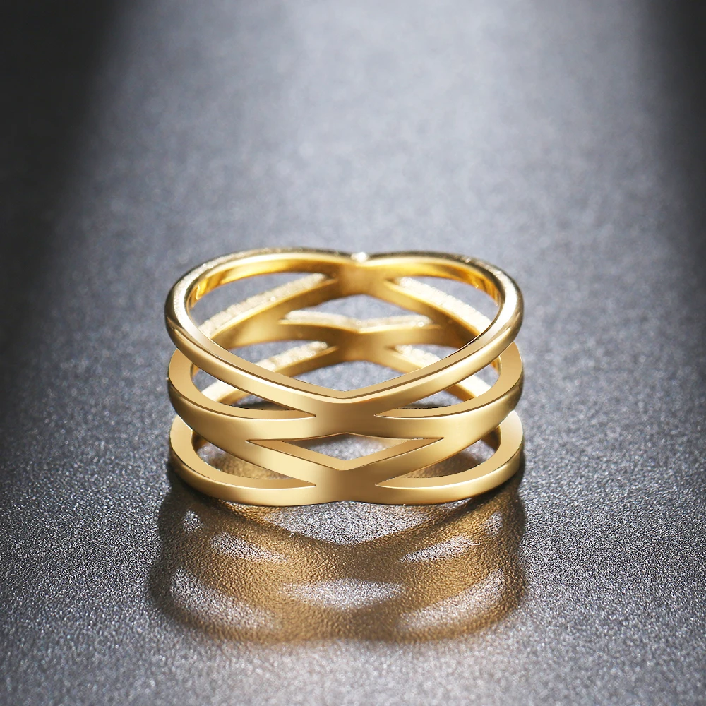 Stainless Steel Double Cross Rings Classic Bohemian Retro Style Gold/Silver Color Ring For Women Men Jewelry Party Friends Gifts