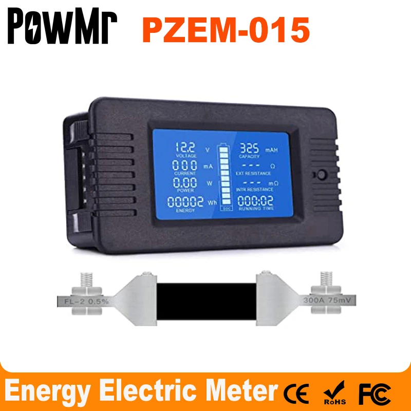 PZEM DC 0-200V 100A/300A 9 in 1 LCD Digital Display Multimeter Battery Monitor Power Energy Impedance Resistance Voltmeter 24-96 crescent tape measure
