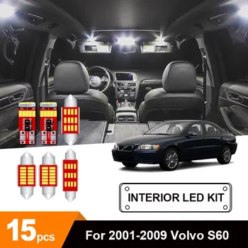 

15 x White No Error Car LED Interior Map Rear Dome Step Glove Box Trunk License Plate Bulbs Package Kit For 2001-2009 Volvo S60