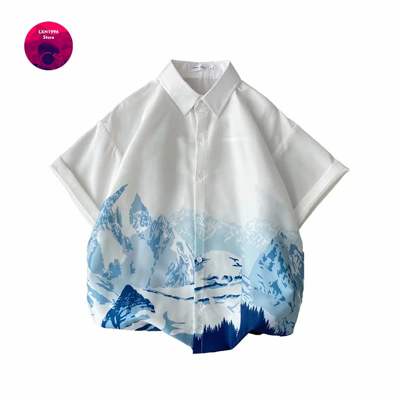 

Summer Men's Shirts Youthful Vitality Fashion Streetwear Harajuku Short Sleeve Shirts Men Casual Men Clothing Printed Shirt Men