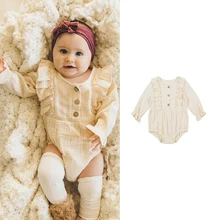 Combinaison en gaze de coton pour bébé, tissu léger et froissé, manches longues, Triangle 