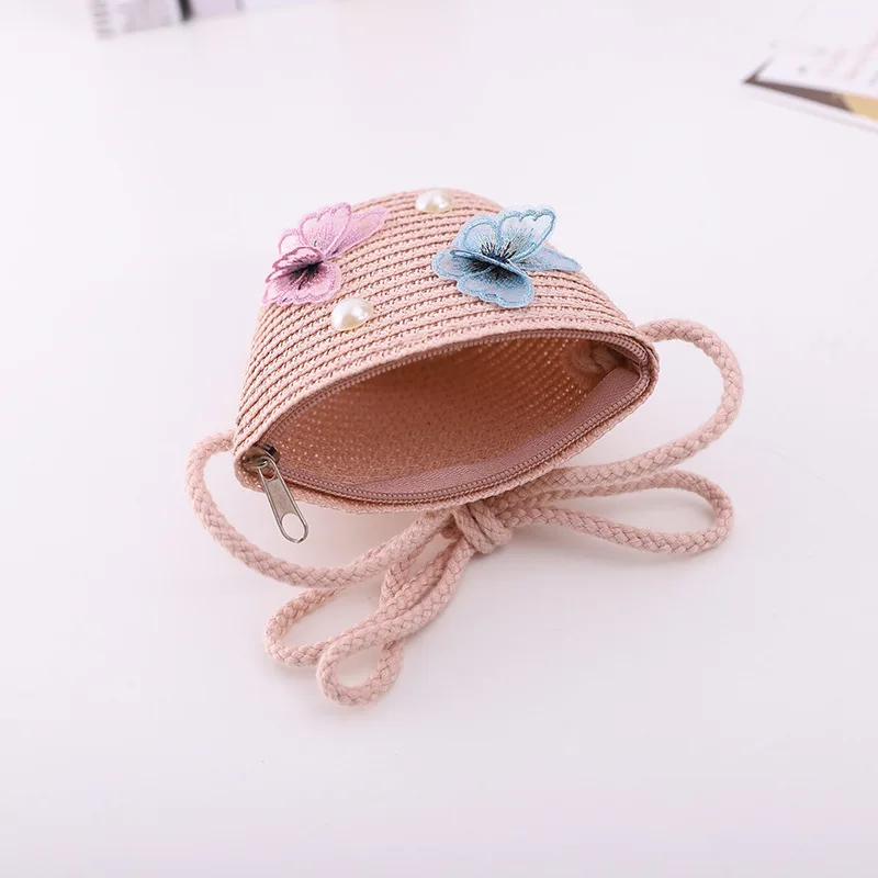 Sun hat sun protection hat Summer child casual butterfly straw hat handbags Sets Kid girls Outdoor holiday panama cap straw bags