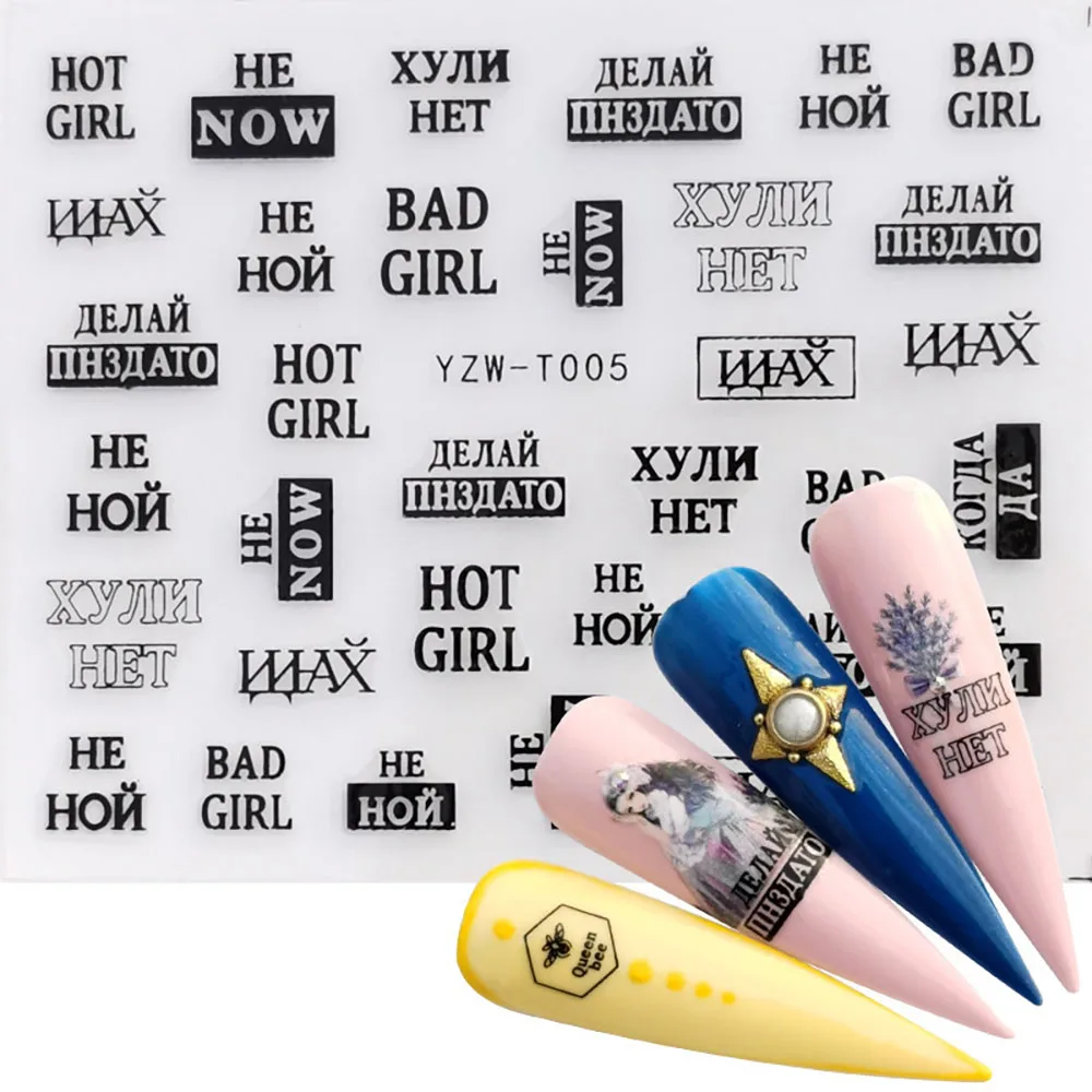 Nail Stickers for Manicure Nail Sticker Sliders For Nails Decal Self-adhesive Nails Figures Transfer Black DIY Accessories