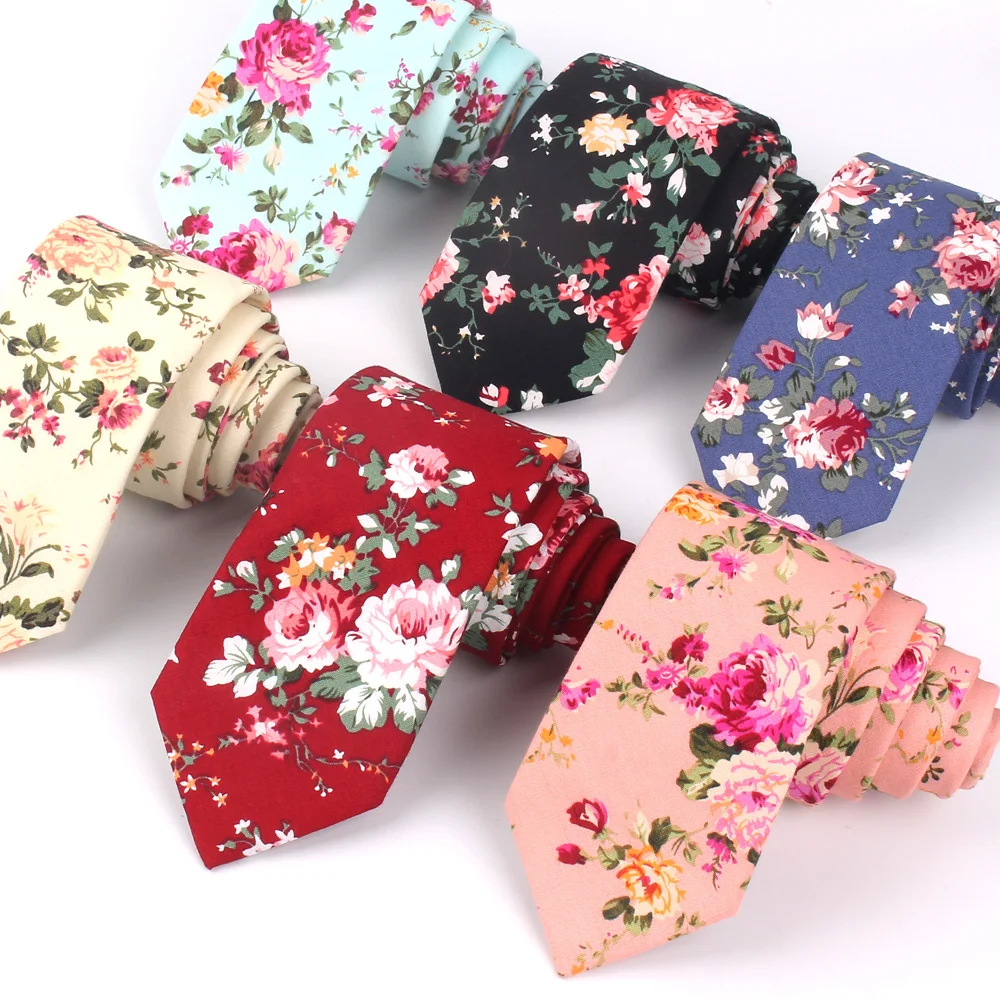FloralPrintTieForMenWomenSkinnyNeckTieForWeddingCasualMens