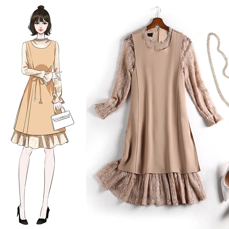 

Lady Dress Autumn 2020 New Large Size Dress Slim Vest Two-Piece Set