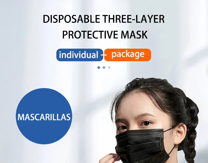 10-500 Stück Masken, Einweg-Maske in Schwarz, Einzelpaket-Maske für Erwachsene, 3-lagige Filtermaske, Anti-Staub-Schutzmaske, Schwarz – Detail 3