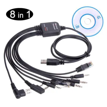 

Black Portable Lightweight Professional Walkie Talkie Accessories Programming Cable Line Radio Multifunction Interface USB 8in1