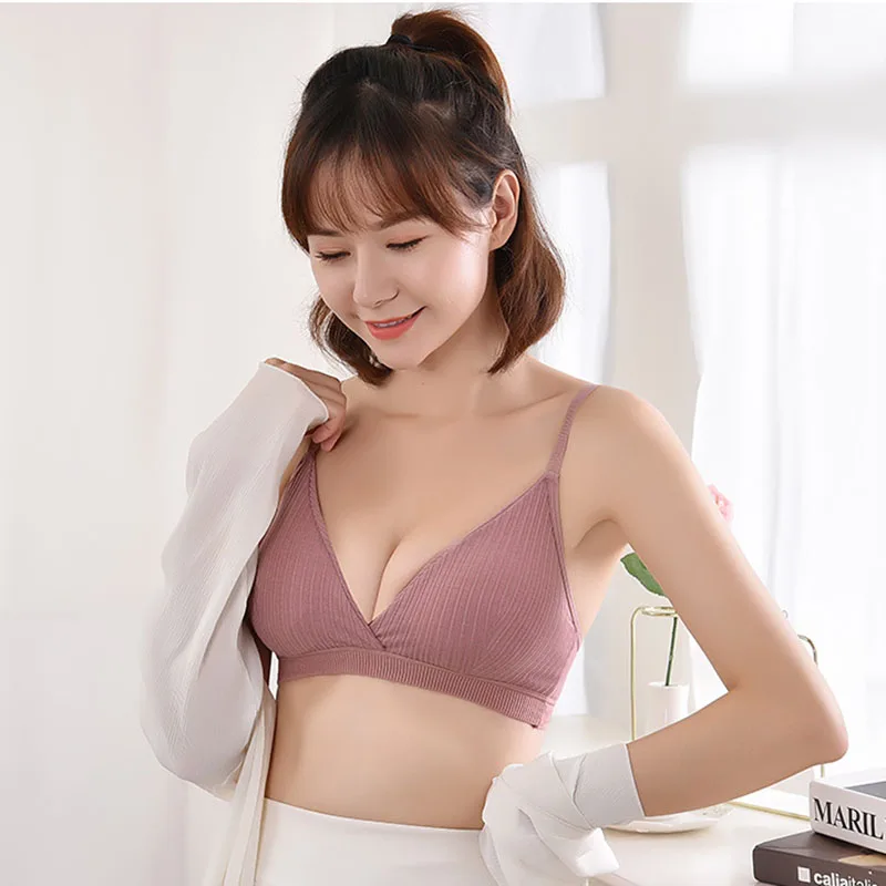 Women's Underwear Sexy Beauty Back Soft Comfortable Beathable Wrapped Chest Deep V-Threaded Bra