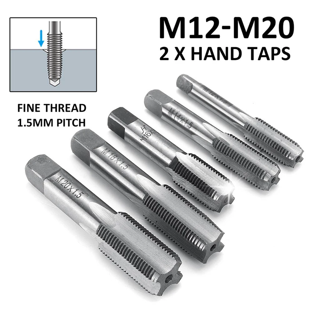 1 Pair Right Hand Machine Straight Fluted Fine Thread Metric M12 M14 M16 M18 M20 Thread Processing Hand Tap Drill Set Hand Tools tongue and groove plane