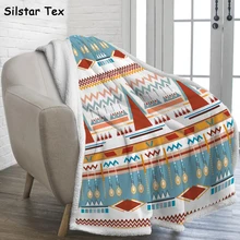 Silstar Tex – couverture polaire Sherpa pour adulte, style Boho, à géométrie géométrique, couvre-lit en fourrure sur le canapé d'angle