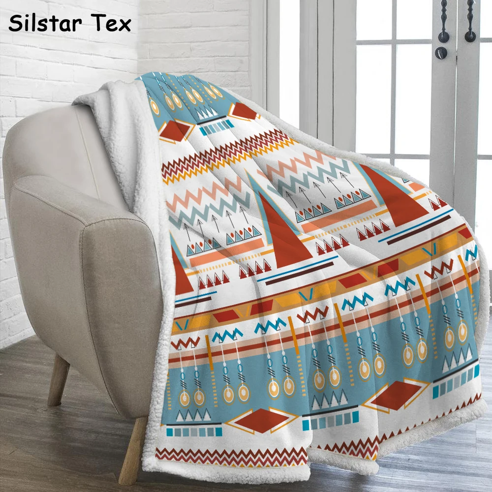 

Silstar Tex Fleece Blanket Sherpa Adult Geometry Boho Bed Linen Covers Bedspread Plaid Fur On The Corner Sofa