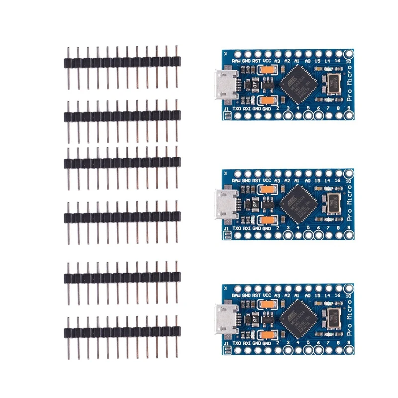 3 шт. Pro Mini ATmega32U4 5 В/16 МГц модуль Плата с 2 Ряд контактный разъем для Arduino Leonardo Заменить ATmega328 Arduino Pro Mini