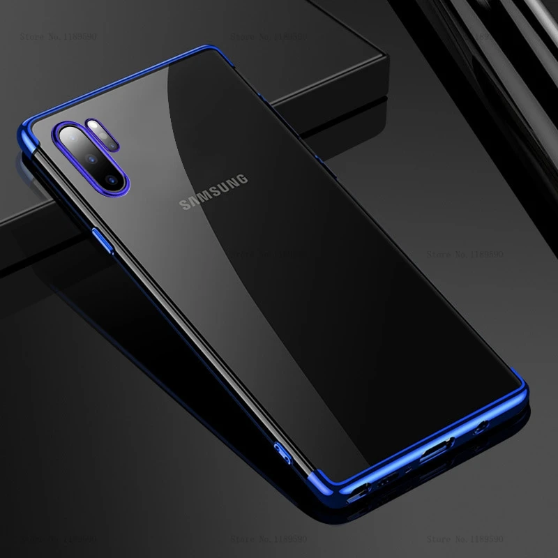 Силиконовый чехол для samsung Note 10 Plus чехол бампер прозрачный чехол с покрытием на для samsung Galaxy S10 Plus S8 S9 Note 10 Pro 8 9 - Цвет: Blue