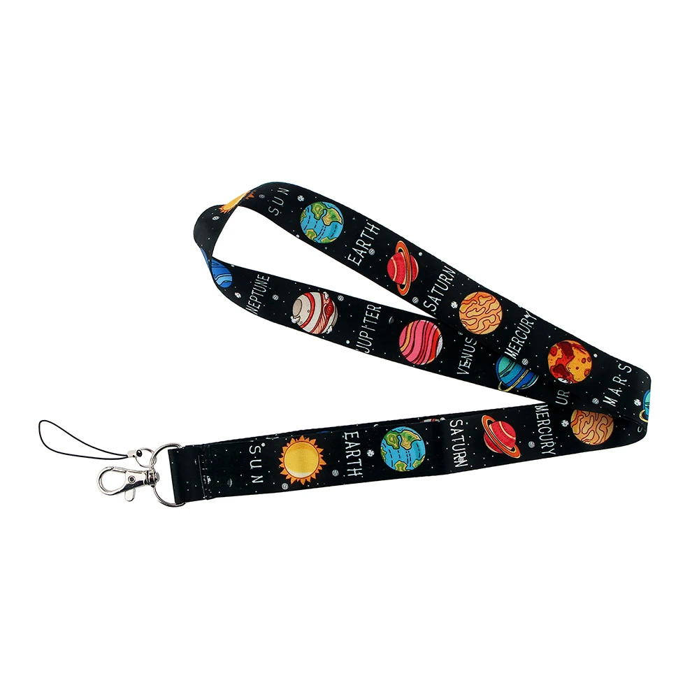 ER818 Kreative Planeten Lanyard Kartenhalter Student Hängenden Hals Handy Lanyard Abzeichen U-bahn Zugangskartenhalter – Detail 1