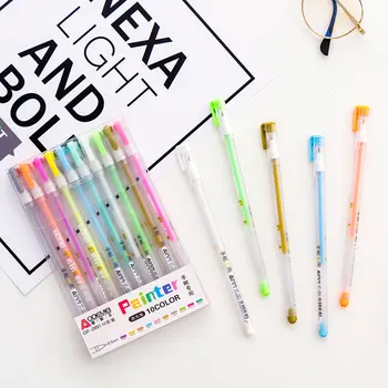 

10 pcs/lot 10 colors Highlighter Fluorescent Pen Water Chalk Art Drawing Marker Pen Stationery school writing supplies