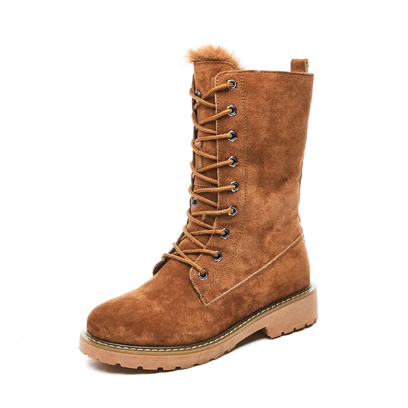 

Genuine Leather Snow Boots Woman Winter Boots Winter Women's Shoes Pig Split Ladies Platform Booties