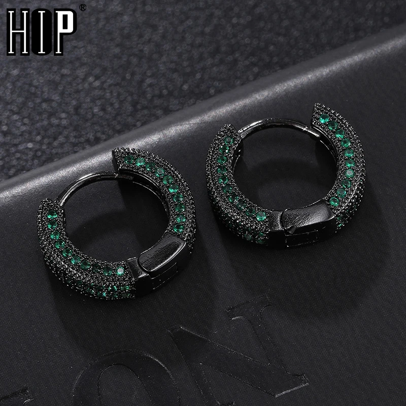 Hip Hop 1Pair Bling Round Zircon Micro Paved Iced Out Rhinestone CZ Stone Stud Earring Copper Earrings For Men Jewelry | Украшения и