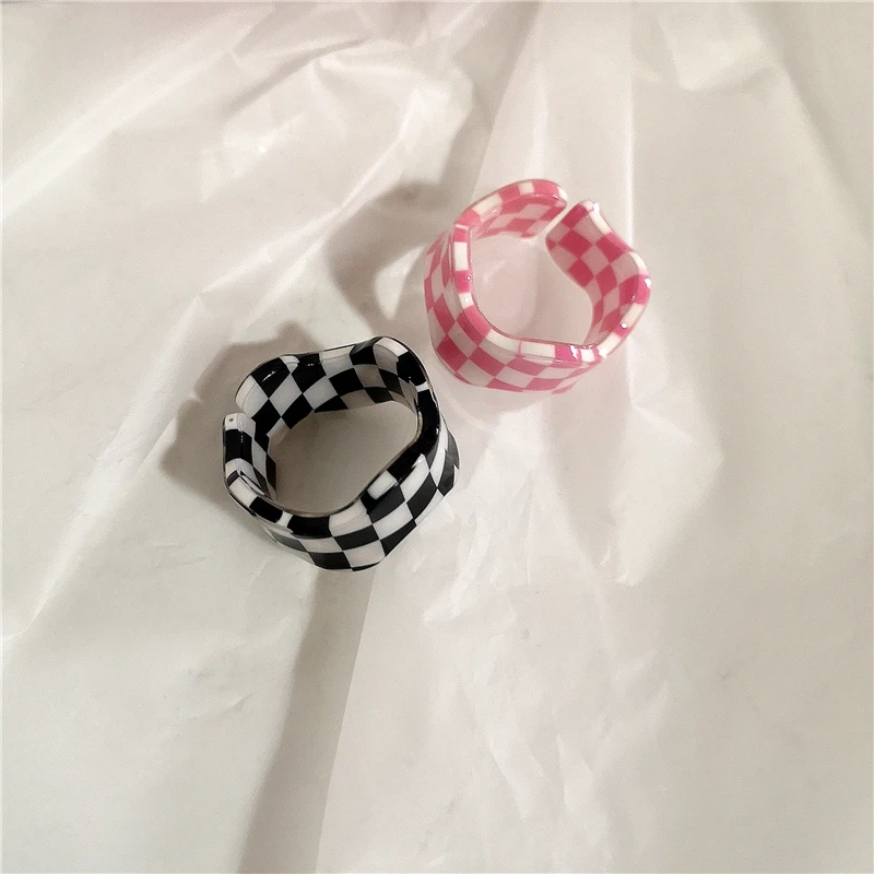Adjustable Rings Korea Fashion Acrylic Resin Adjustable Rings For Women Egirl Y2k Harajuku 90s Grunge Jewelry Gift Accessories