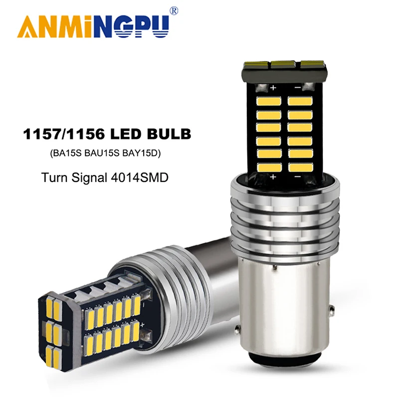 ANMINGPU 2X сигнальная лампа 1157 BAY15D светодиодный лампы P21/5W PY21W P21W 1156 Ba15s Bau15s R5W 4014SMD