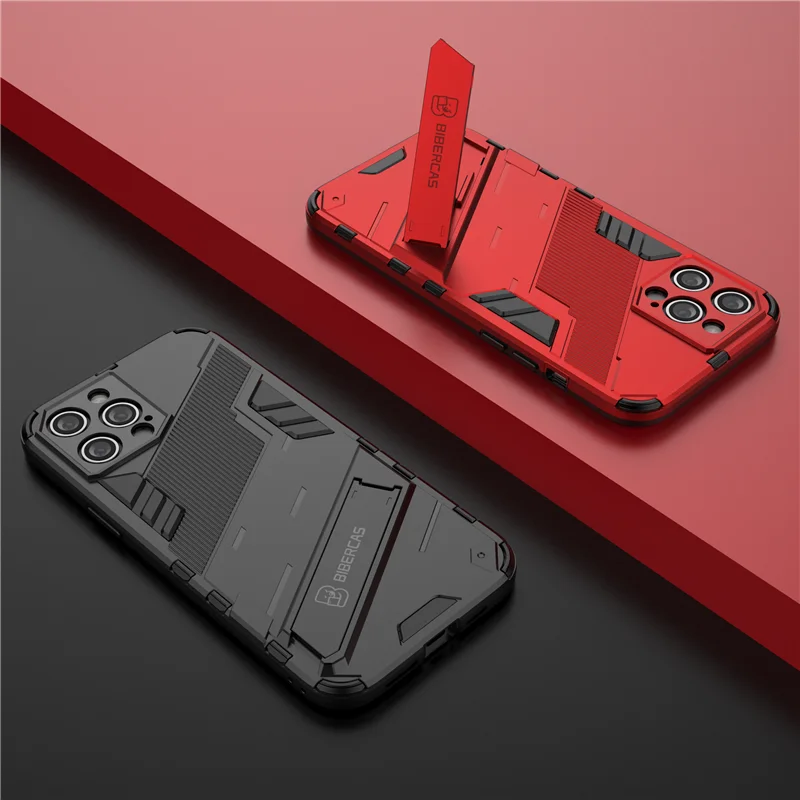 Armor Cyber Shockproof Case For iPhone 12 Mini 15 14 13 12 Pro XR XS Max X 11 Pro Max 7 8 6 6s Plus SE 2020 Stand Holder Cover