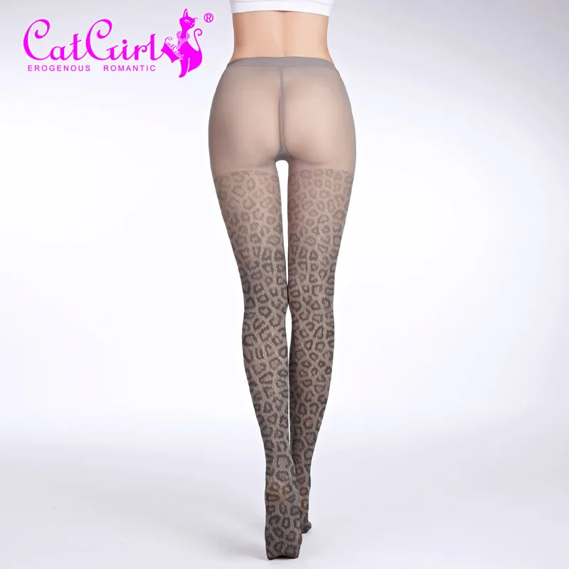 

vintage Gradually discolored gray Leopard Tattoo pattern printing lolita Pantyhose Tights for socking