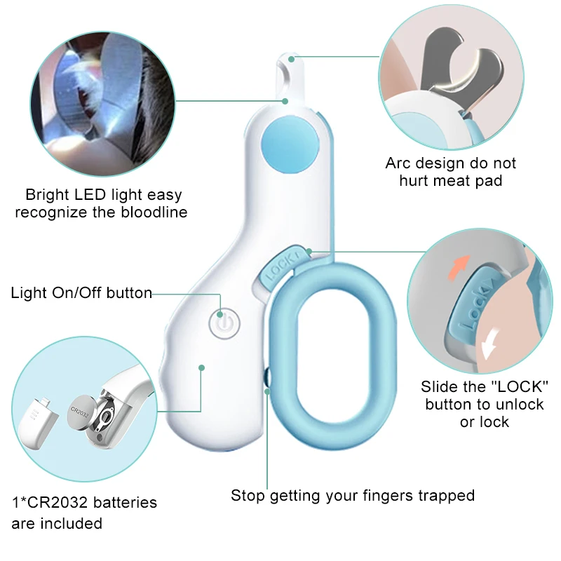 Professional Dog Cat Nail Clipper Cat Cutter with LED Light Pet Nail Clipper for Dog Trimmer Claw Scissors Pet Product