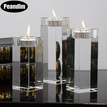 

PEANDIM Religious Crystal Candle Holders Tealight Candlestick Wedding Decorations Centerpieces Bonus Home Votive Portavelas