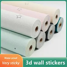 New Design 3D Wallpaper Self-Adhesive Wall Stickers Bedroom Waterproof Thickened Foam Self-Adhesive Moisture-Proof Room Decora