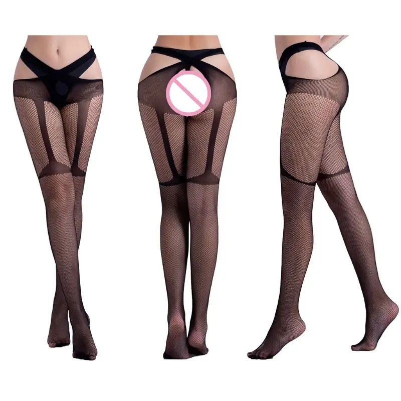 Женские сексуальные сетчатые колготки с высокой талией размера плюс ажурные