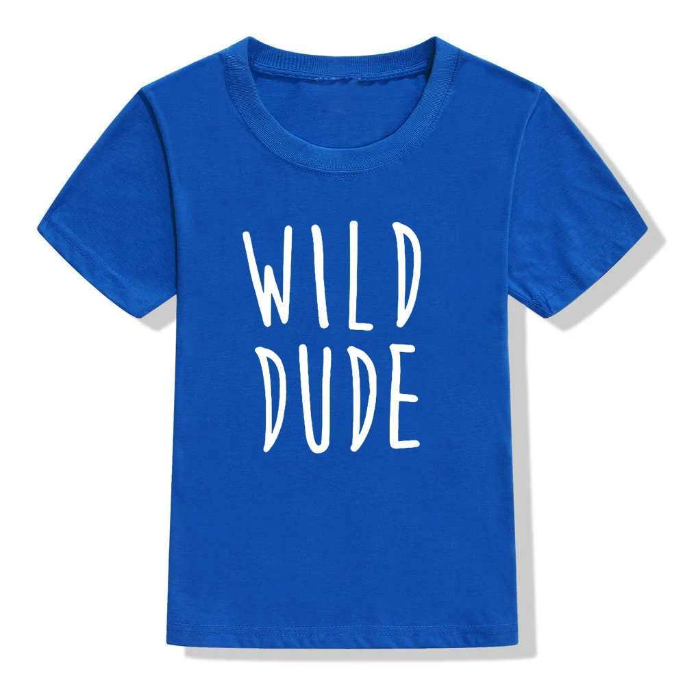Детская футболка с надписью «Wild Dude» футболка для мальчиков и девочек футболка «Brothers Sister», детская одежда для малышей Забавные футболки, Прямая поставка - Цвет: 52S2-KSTBU-