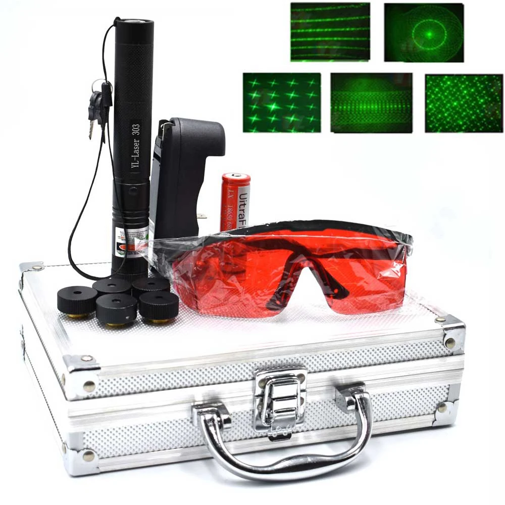

Laser pointer green sight laser 303 pointer high intensity adjustable focus laser laser 303 star cap + charger + 18650 battery