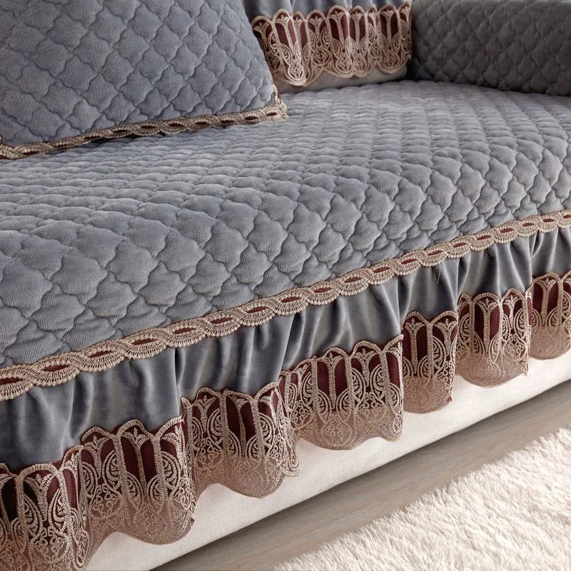 

Winter European Style Plush Sofa Cushion Thick Fabric Anti-slip Minimalist Modern Universal Flannel Sofa Cover Combination