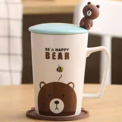 Mug E Керамическая s милая чашка керамические кофейные чашки молоко капучино чашка креативная с крышкой детская ложка Экологически чистая LZI013 - Цвет: Mug E