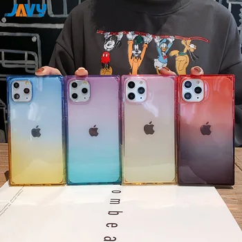

JAVY Clear TPU Silicone Candy Phone Case For iPhone 11 Pro Max X XS XR Gradient color Shockproof Soft Cover For iPhone 7 8 Plus