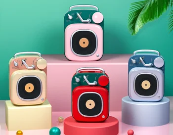 

Retro Atomic Record Player Creative Player Cute Mini Portable Mobile Phone Small Stereo Bass Wireless Bluetooth 5.0 Speaker