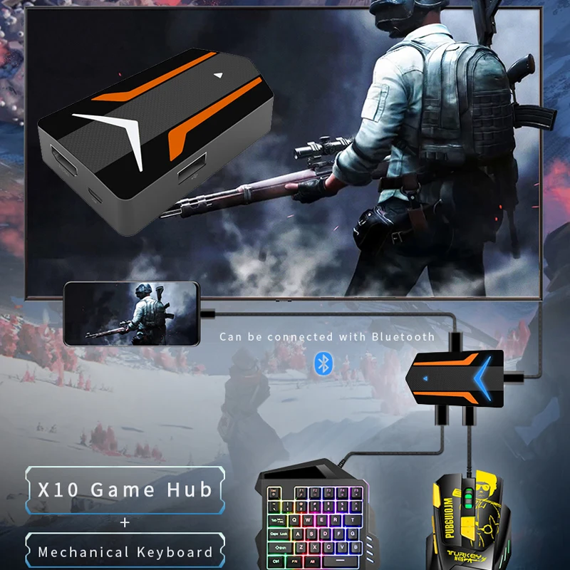  PUBG Controller Keyboard Mouse Converter HDMI 4K Bluetooth Adapter USB HUB Plug And Play IOS Androi