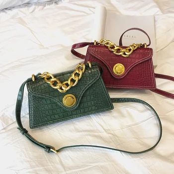 

Fashion personality thick chain bag 2020 new crocodile pattern female bag tide retro wild shoulder shoulder bag small bag